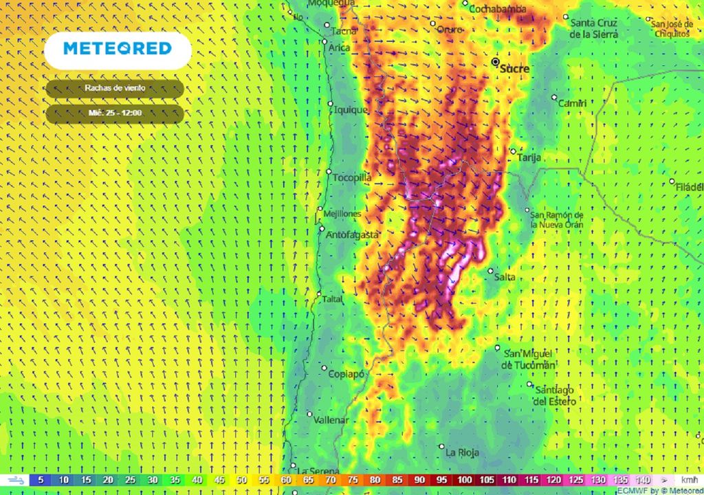 rachas de viento; previsión modelo ECMWF