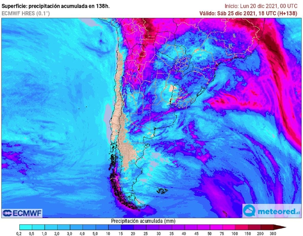 Precipitación acumulada prevista; modelo ECMWF Precipitación acumulada prevista; modelo ECMWF