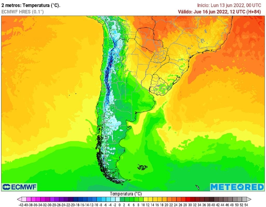 Temperatura prevista; modelo ECMWF Temperatura prevista; modelo ECMWF