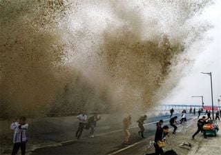 Die Flutwelle auf dem Qiantang-Fluss in der chinesischen Provinz Zhejiang hat einige beeindruckende Bilder hinterlassen!