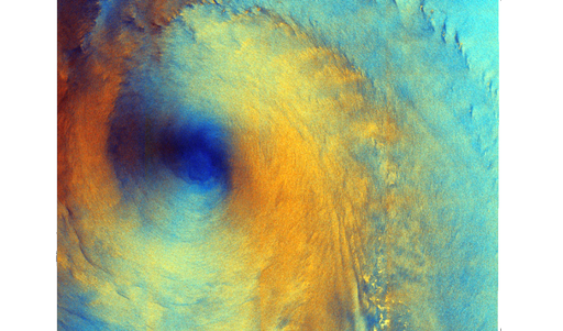 El sat&eacute;lite Sentinel-1 muestra las condiciones en el mar bajo las nubes del poderoso tif&oacute;n Surigae