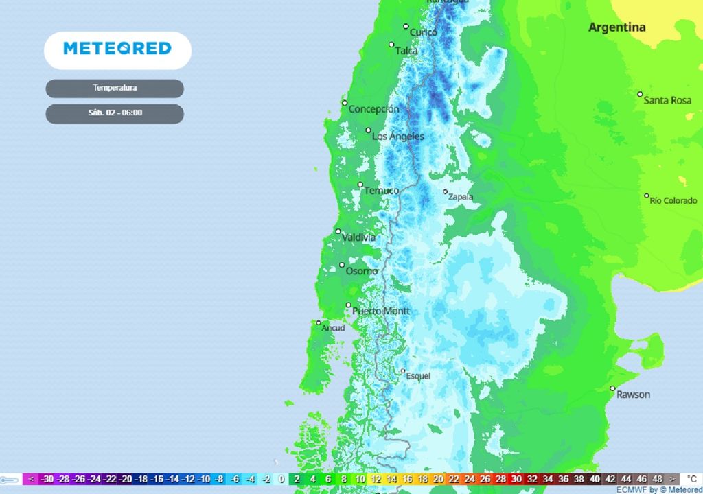 Temperatura prevista; modelo ECMWF