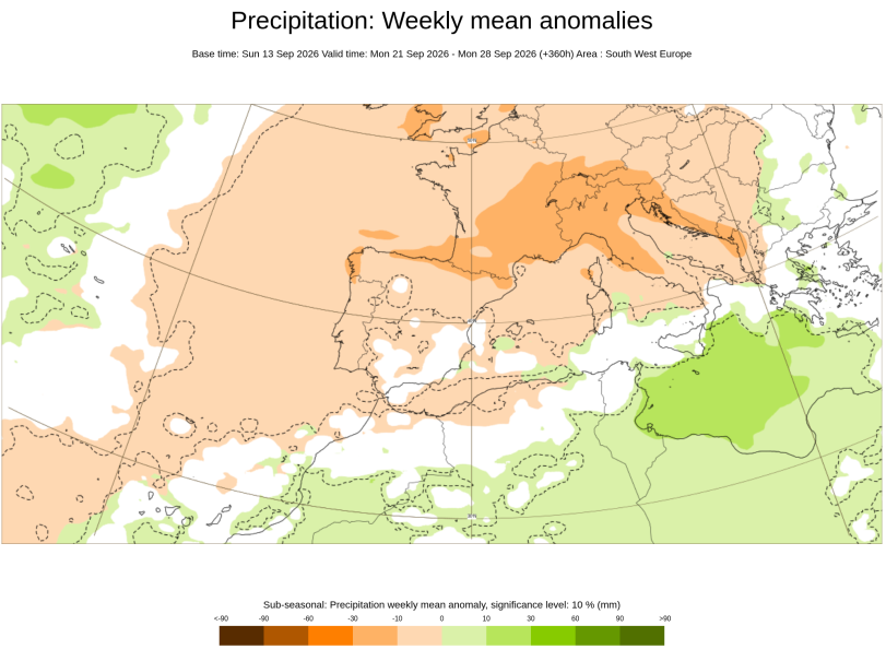 Ídem que el caso anterior pero para la semana del 21 al 27 de septiembre de 2026. ECMWF