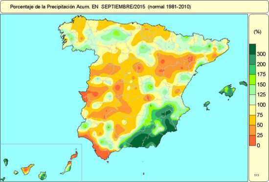 Septiembre De 2015, Muy Frío Y Normal En Precipitaciones Precipitación septiembre 2015