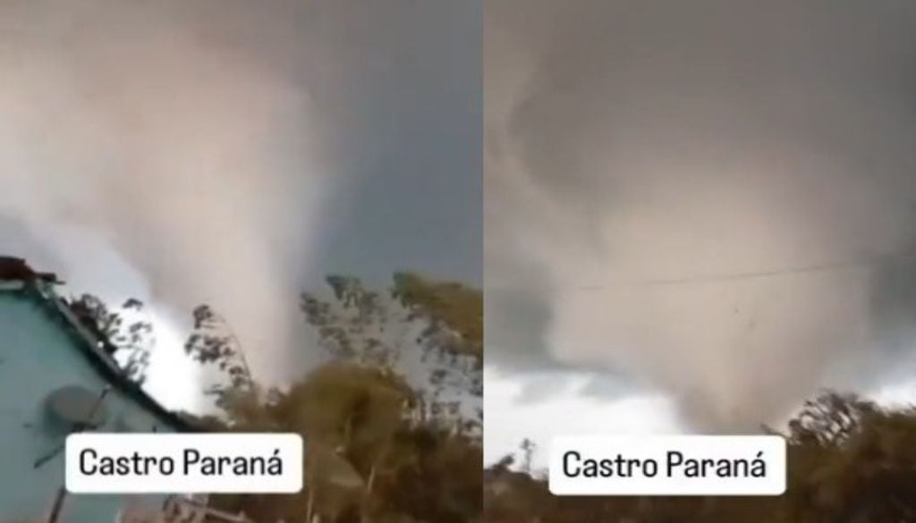 Tornado atingiu Piraí do Sul, Nova Aurora e Castro neste sábado (8). Foto: Reprodução/ X Tornado atingiu Piraí do Sul, Nova Aurora e Castro neste sábado (8). Foto: Reprodução/ X