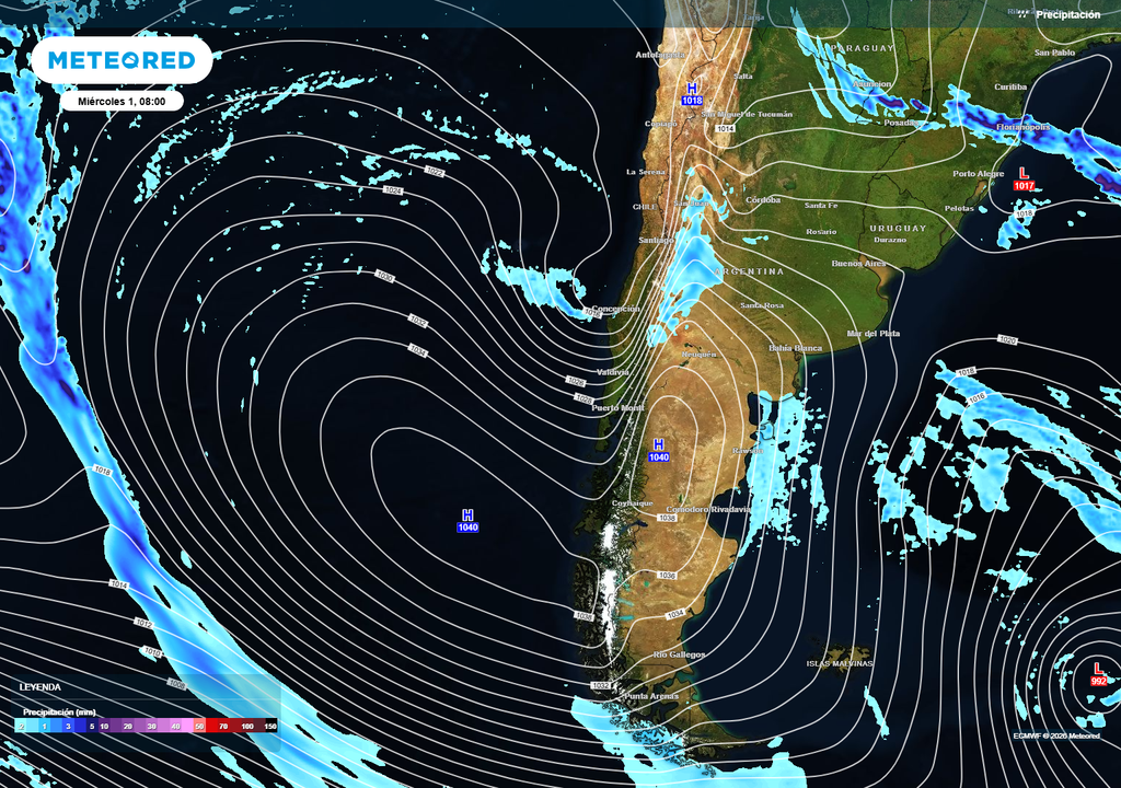 Las lluvias tendrán gran dificultad para caer sobre Chile esta semana. La intensa alta presión fría bloqueará el paso de los frentes, que sólo rozarán la zona austral.