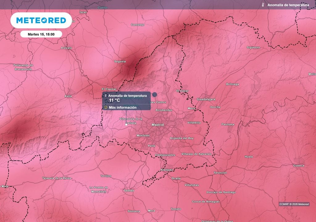 Las anomalías de temperatura serán muy elevadas durante las dos próximas jornadas.