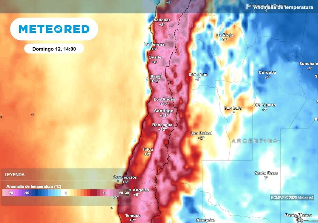 Dorsal Amplia dorsal en altura dejará temperaturas anómalas este fin de semana en Santiago y la RM.