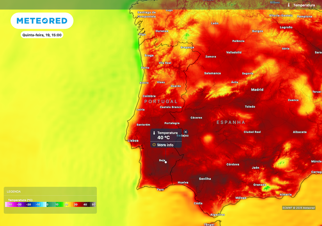 Subida da temperatura em Portugal Continental, próxima dos 40 ºC em várias áreas. Subida da temperatura em Portugal Continental, próxima dos 40 ºC em várias áreas.