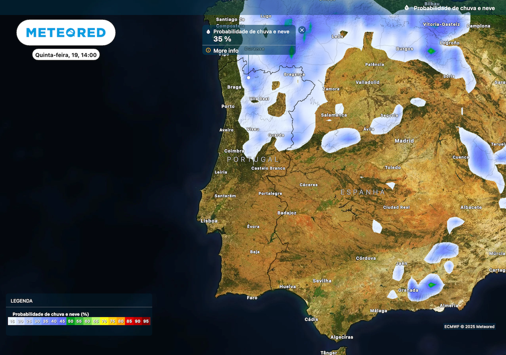 Alguma probabilidade de precipitação no interior Norte. Alguma probabilidade de precipitação no interior Norte.