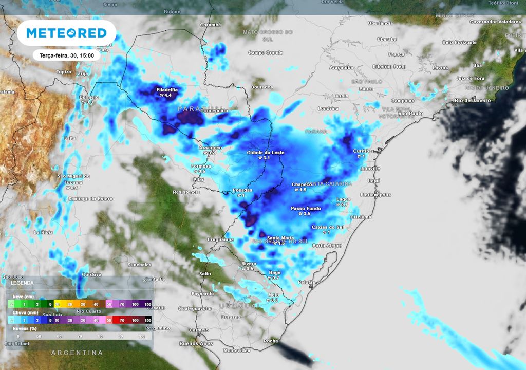 Previsão de nebulosidade e chuva na terça-feira durante a tarde. Previsão de nebulosidade e chuva na terça-feira durante a tarde.