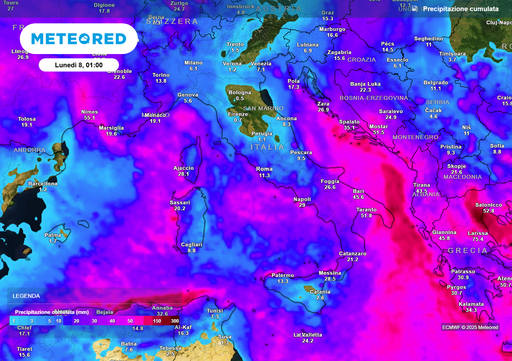 Il flusso perturbato punta dritto l'Italia, ecco le aree dove sono attese le precipitazioni più intense