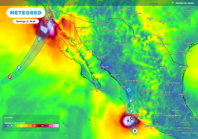 Severa amenaza por impacto del hurac&aacute;n Simon y tormenta Rachel en el Pac&iacute;fico generando lluvias torrenciales hoy s&aacute;bado