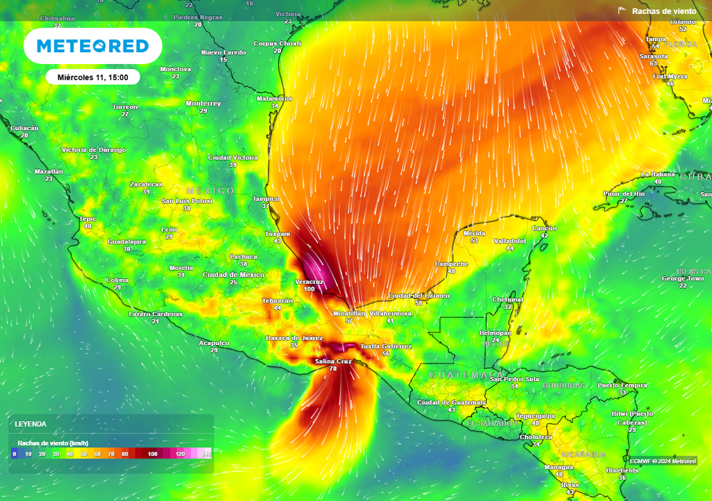 Pronóstico de ráfagas de viento en km/h Pronóstico de ráfagas de viento en km/h