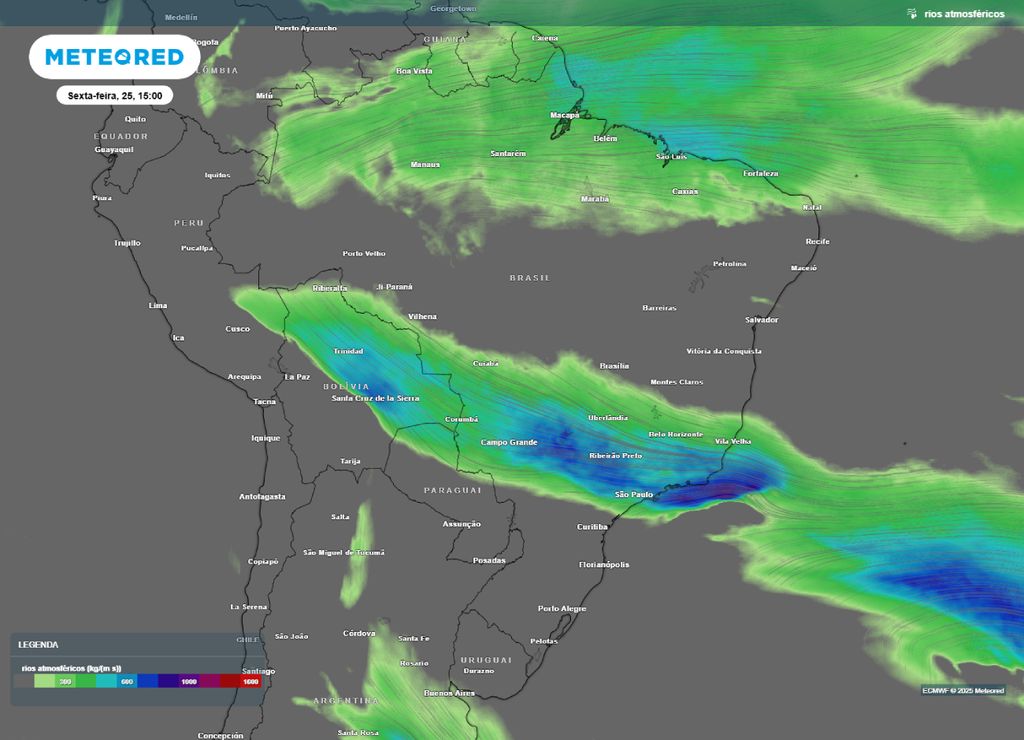 Rios Atmosféricos atua sobre o Centro-Oeste e Sudeste do Brasil. Rios Atmosféricos atua sobre o Centro-Oeste e Sudeste do Brasil.