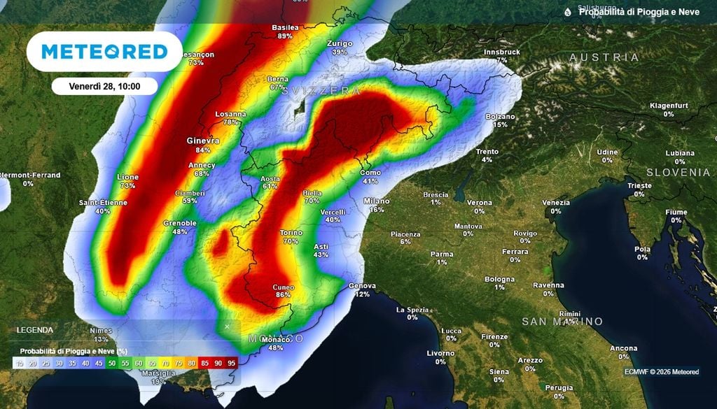 Aumenterà la probabilità di fenomeni temporaleschi fin dalla notte tra giovedì 27 e venerdì 28.