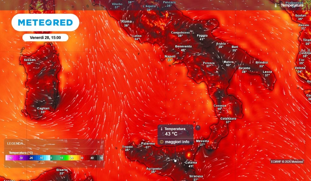 Venerdì 28 agosto, giornata di grande caldo al centro-sud.