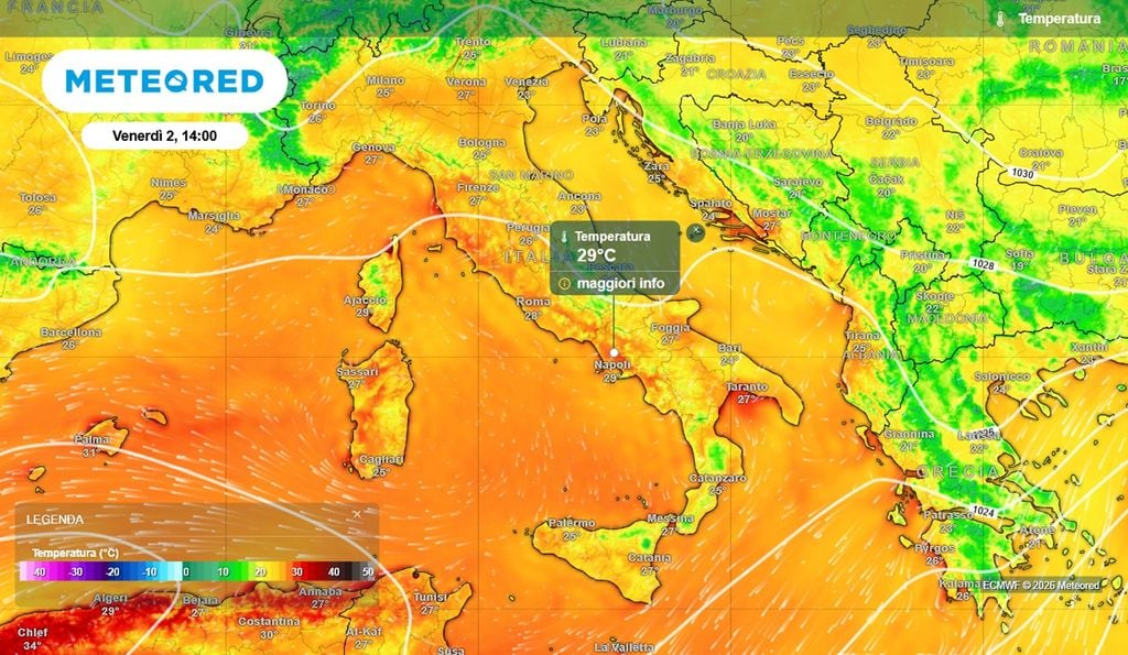 Temperature miti e tardo-estive questa settimana in tutta Italia, con valori prossimi ai 30°C da nord a sud.