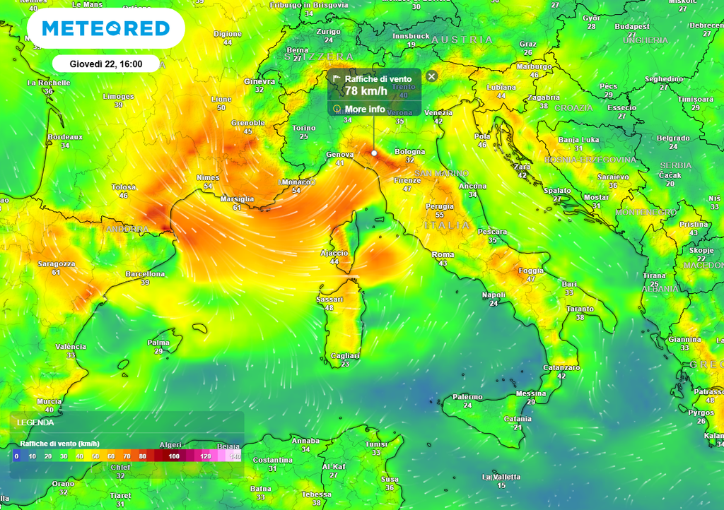 Forti raffiche di vento, con intensità massima fino agli 80 km/h accompagnano l'ingresso della nuova perturbazione Forti raffiche di vento, con intensità massima fino agli 80 km/h accompagnano l'ingresso della nuova perturbazione