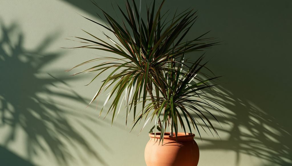 dracena La drácena de Madagascar puede mostrar en sus hojas pequeñas señales de estrés, como puntas y bordes que comienzan a secarse.