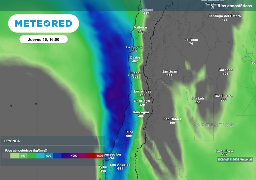 Río atmosférico Río atmosférico de gran intensidad hará más fuerte al sistema frontal: se esperan precipitaciones significativas.