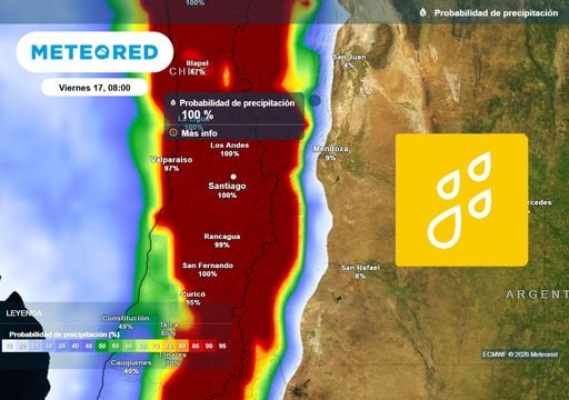 Siete d&iacute;as de lluvias y m&aacute;s de 200 mm: varios sistemas frontales impactar&aacute;n a la Regi&oacute;n Metropolitana