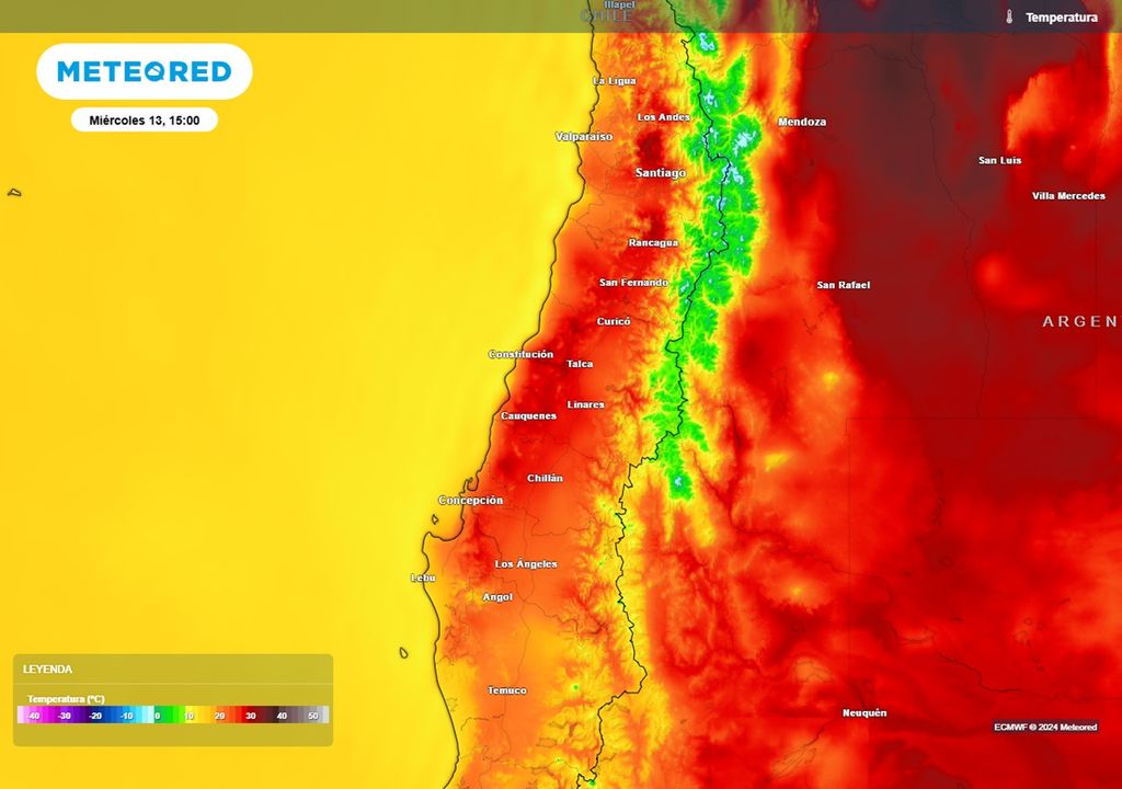 temperaturas previstas por el modelo del ECMWF