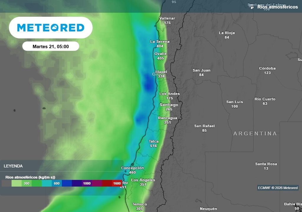 Río atmosférico Aunque menos intenso la próxima semana otro río atmosférico le dará mayor impuslo a las lluvias en la capital.