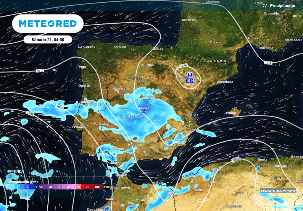 Las precipitaciones serán más extensas durante la primera mitad del sábado.