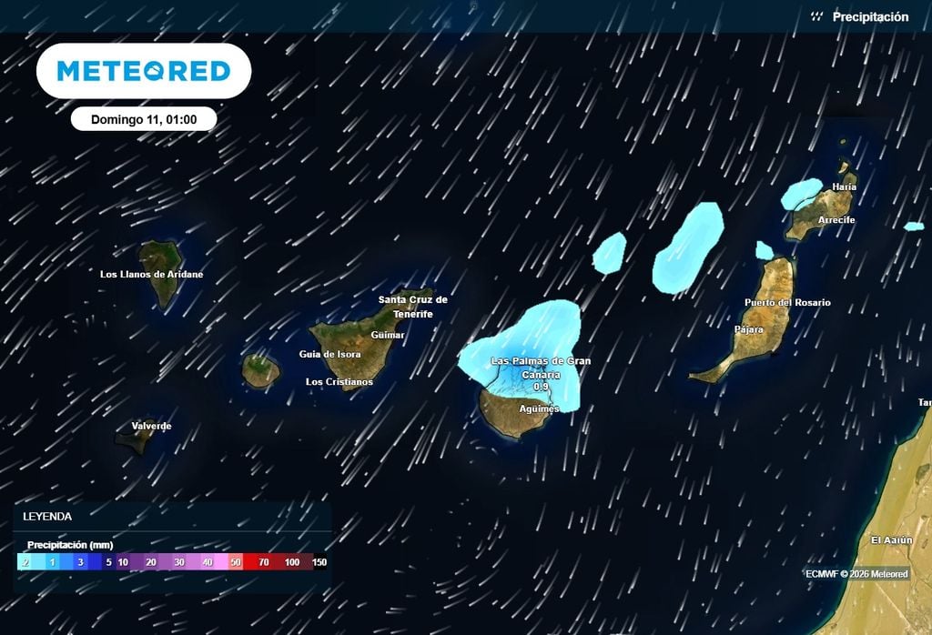 En Canarias habrá algunas precipitaciones asociadas al acercamiento de la dana.