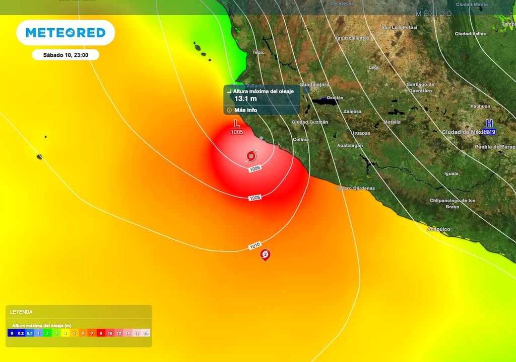 Se preve oleaje elevado de hasta 13 metros de altura al momento del impacto de "Simon" en costas del Jalisco.