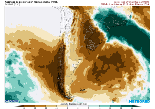 "Sin lluvias hasta el 21 de mayo": la &uacute;ltima semana del mes marcar&iacute;a el regreso de los frentes a Chile