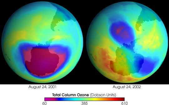 Singularidades En El Agujero De Ozono Antártico Durante El 2002