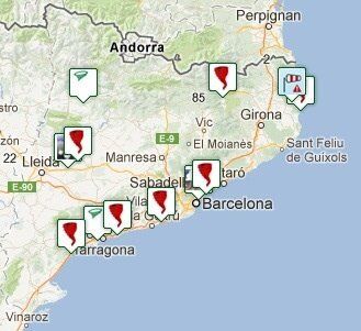 Captura de pantalla para una salida de la aplicación Sinobas para Cataluña. Fuente: Joan Arús ‏@jarusgpv