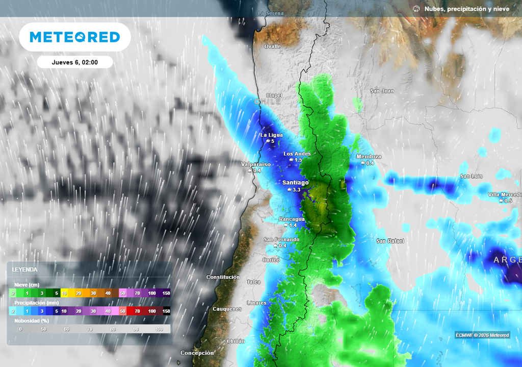 La zona centro norte recibirá precipitaciones intensas durante la madrugada del jueves, mientras que el sur tendrá una breve calma.