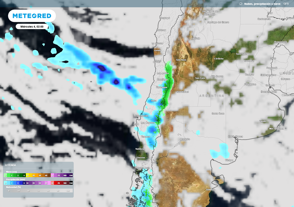 pronóstico de precipitaciones sobre la zona central