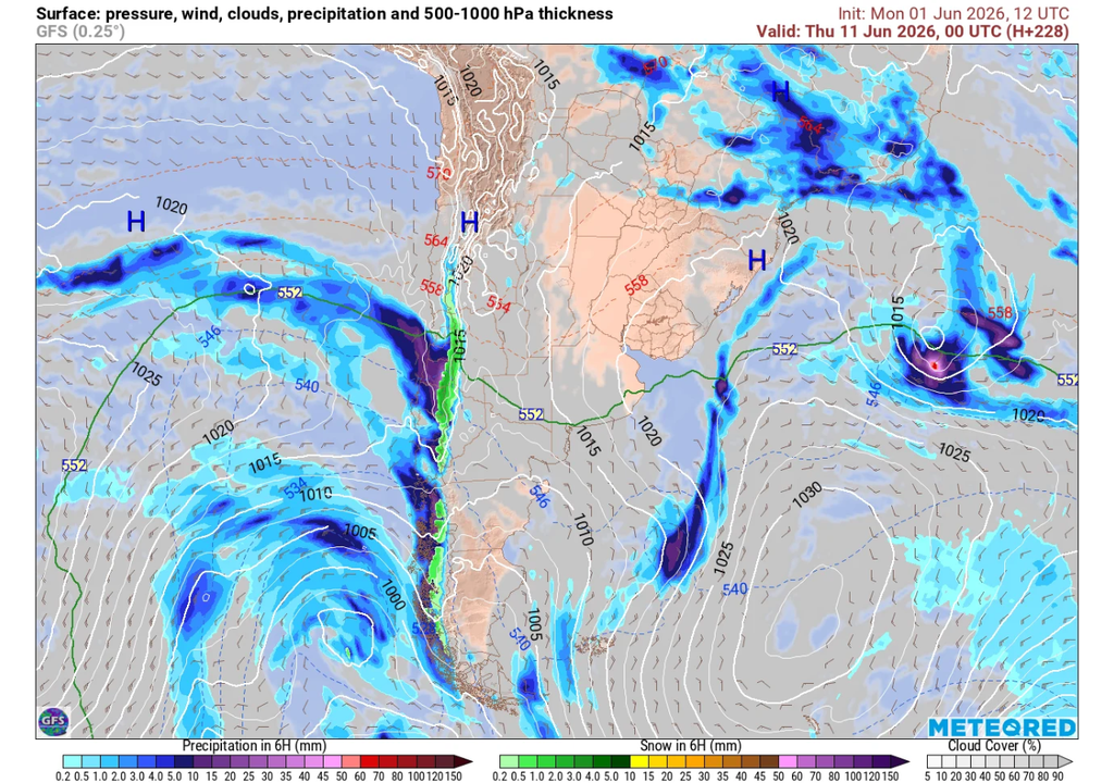 precipitaciones previstas. La nieve podría volver a la cordillera chilena en la segunda semana de junio.