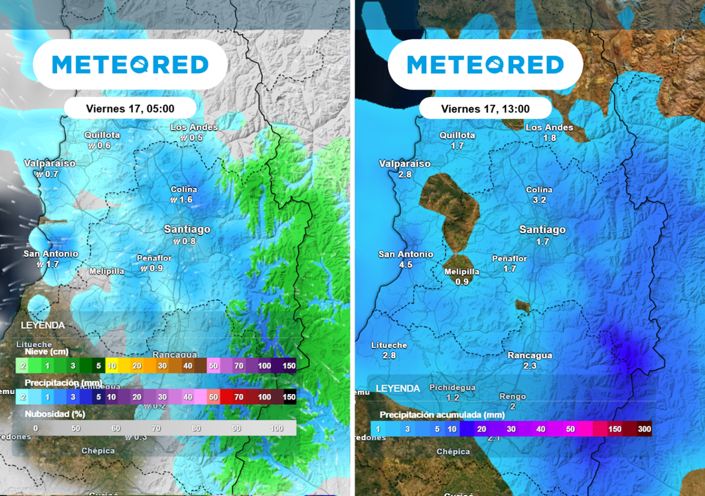 Mañana viernes, aunque no muy intensos podrían llegar chubascos a Santiago en horas cercanas al amanecer.