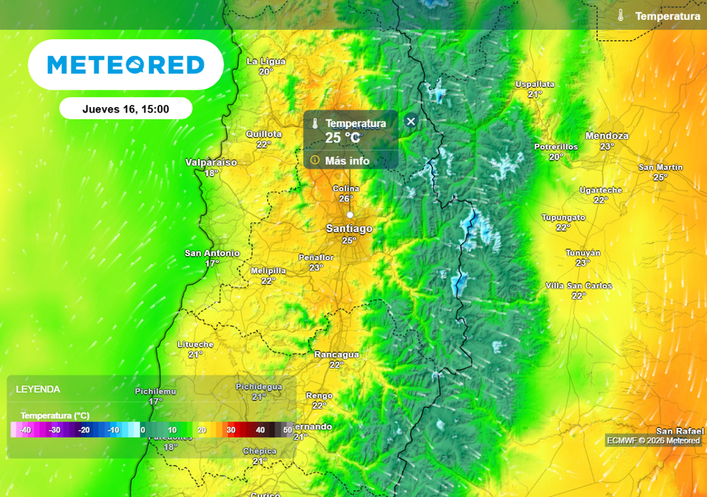 Cerca de 26 °C en Santiago en el retorno de las temperaturas otoñales este jueves.