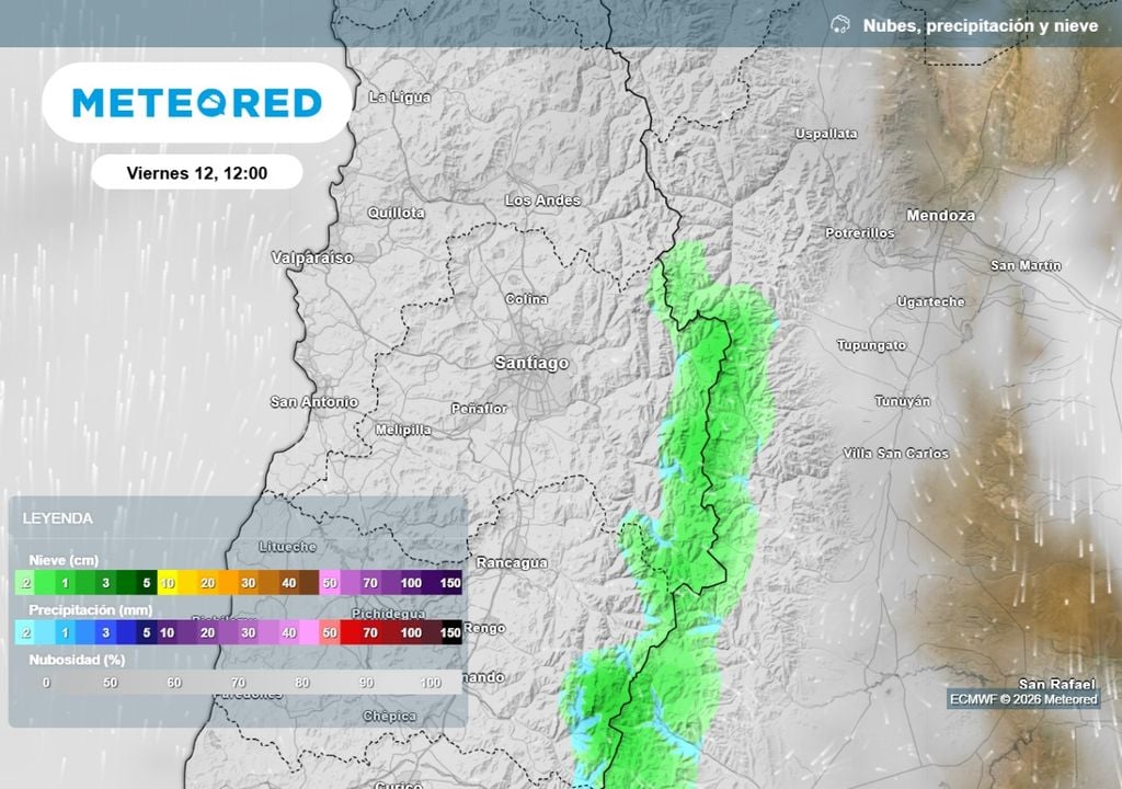 Desde el viernes regresan las nubes y la inestabilidad a la Región Metropolitana según el modelo europeo.