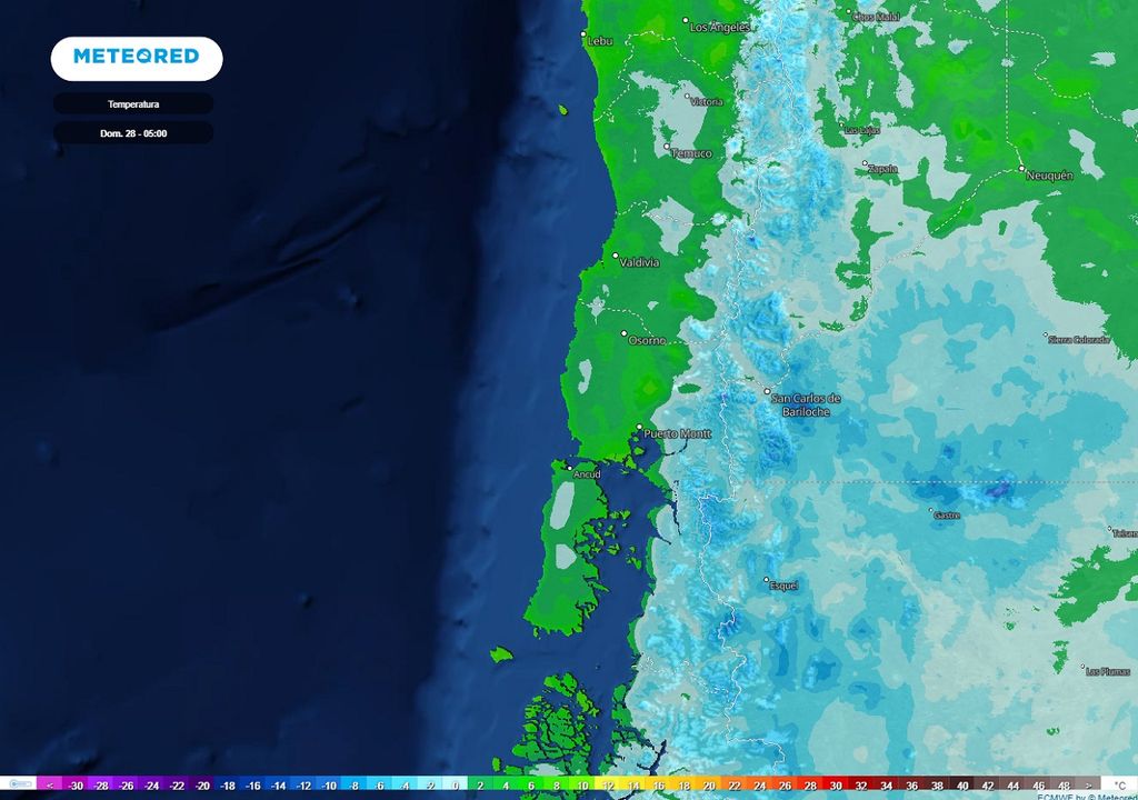 Temperatura prevista; modelo ECMWF