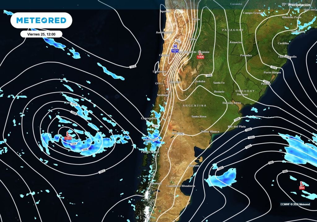 Un sistema frontal débil traerá nuevamente precipitaciones aisladas al centro sur, afectando desde la región de O'Higgins hasta el Biobío.