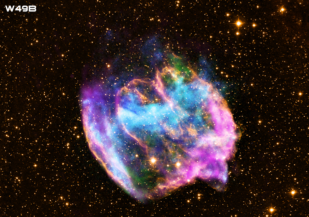W49B é o resíduo de uma supernova que provavelmente gerou um buraco negro estelar.