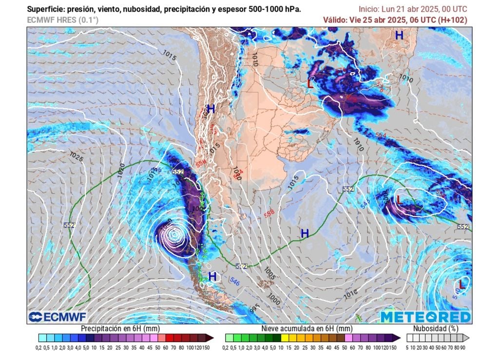 Sistema frontal previsto Sistema frontal previsto