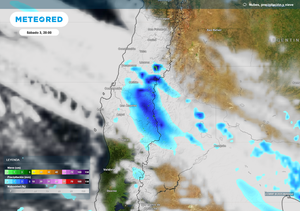 mapa de lluvia y nieve.