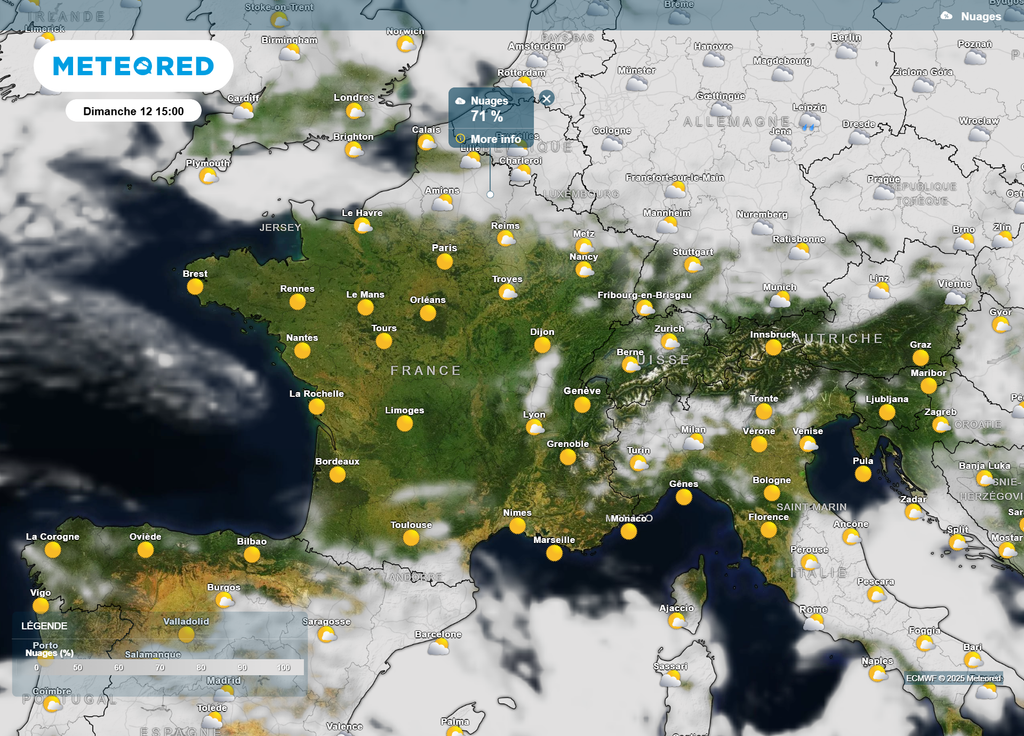 Couverture nuageuse dimanche après-midi