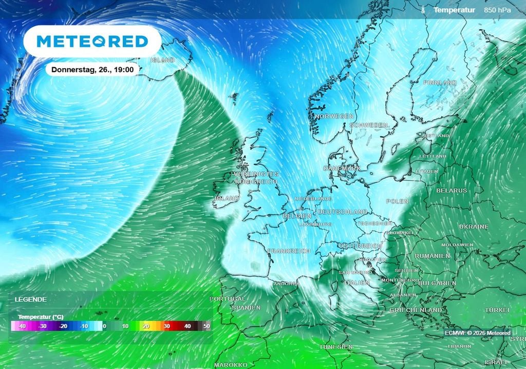 Ein massiver Kaltlufttrog trifft am Donnerstag mit voller Wucht auf Mitteleuropa.