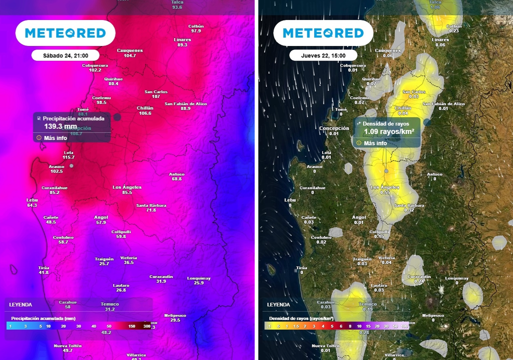 Los pulsos de lluvia serán intensos dentro de esta semana en Chile centro-sur.