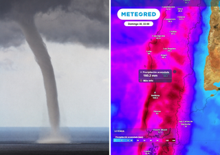 Sobre 120 mm, rachas de 80 km/h, trombas marinas y tormentas el&eacute;ctricas: fin de semana ca&oacute;tico en Chile centro-sur