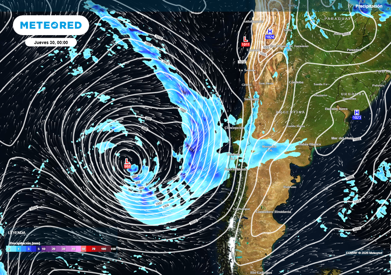 "Se aproximan m&aacute;s de 200 mm entre &Ntilde;uble y Los R&iacute;os": as&iacute; ser&aacute;n las lluvias de esta semana en el centro-sur de Chile